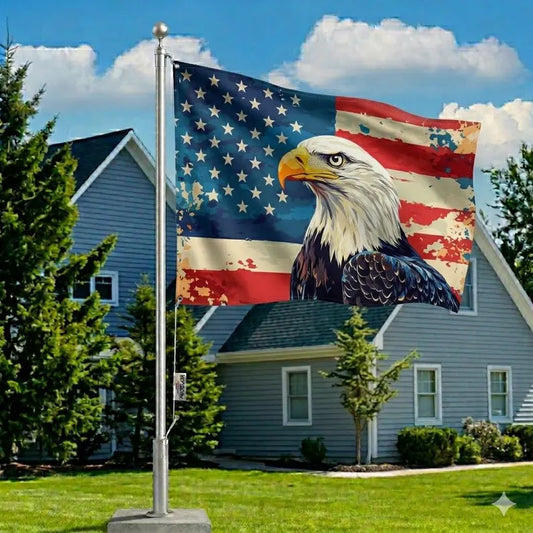 Patriotic Bald Eagle American Flag - 4th of July USA Flag, Veteran Gift Outdoor House Flag