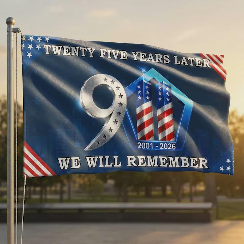 Never Forget 9/11 Twin Towers Memorial Flag