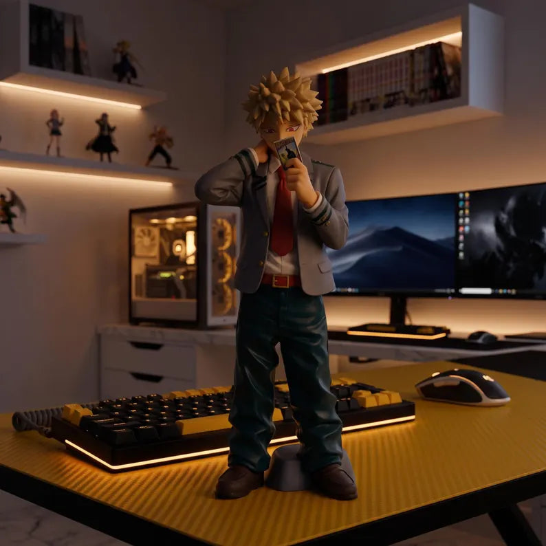 My Hero Academia Katsuki Bakugo Figure - Anime Collectible Statue & Hero Costume Desktop Display