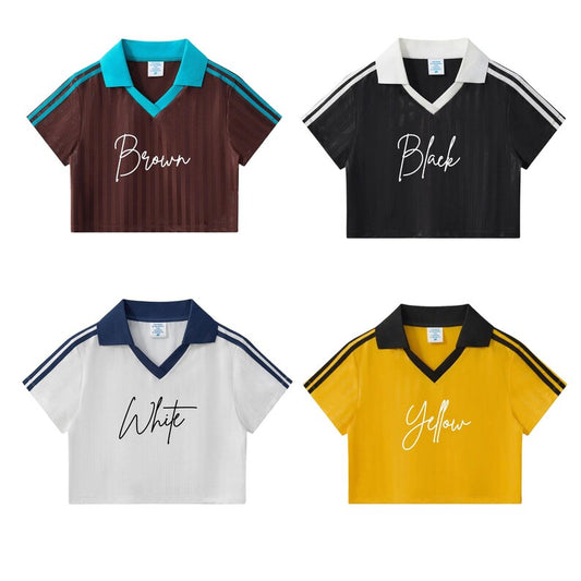 Cropped Sports Jersey Shirt - Personalized Women's Game Day Crop Top & Vintage Athletic Tee