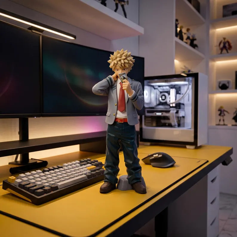 My Hero Academia Katsuki Bakugo Figure - Anime Collectible Statue & Hero Costume Desktop Display