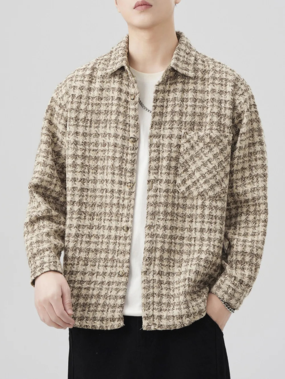 Plus Size Button Up Long Sleeve Jacket