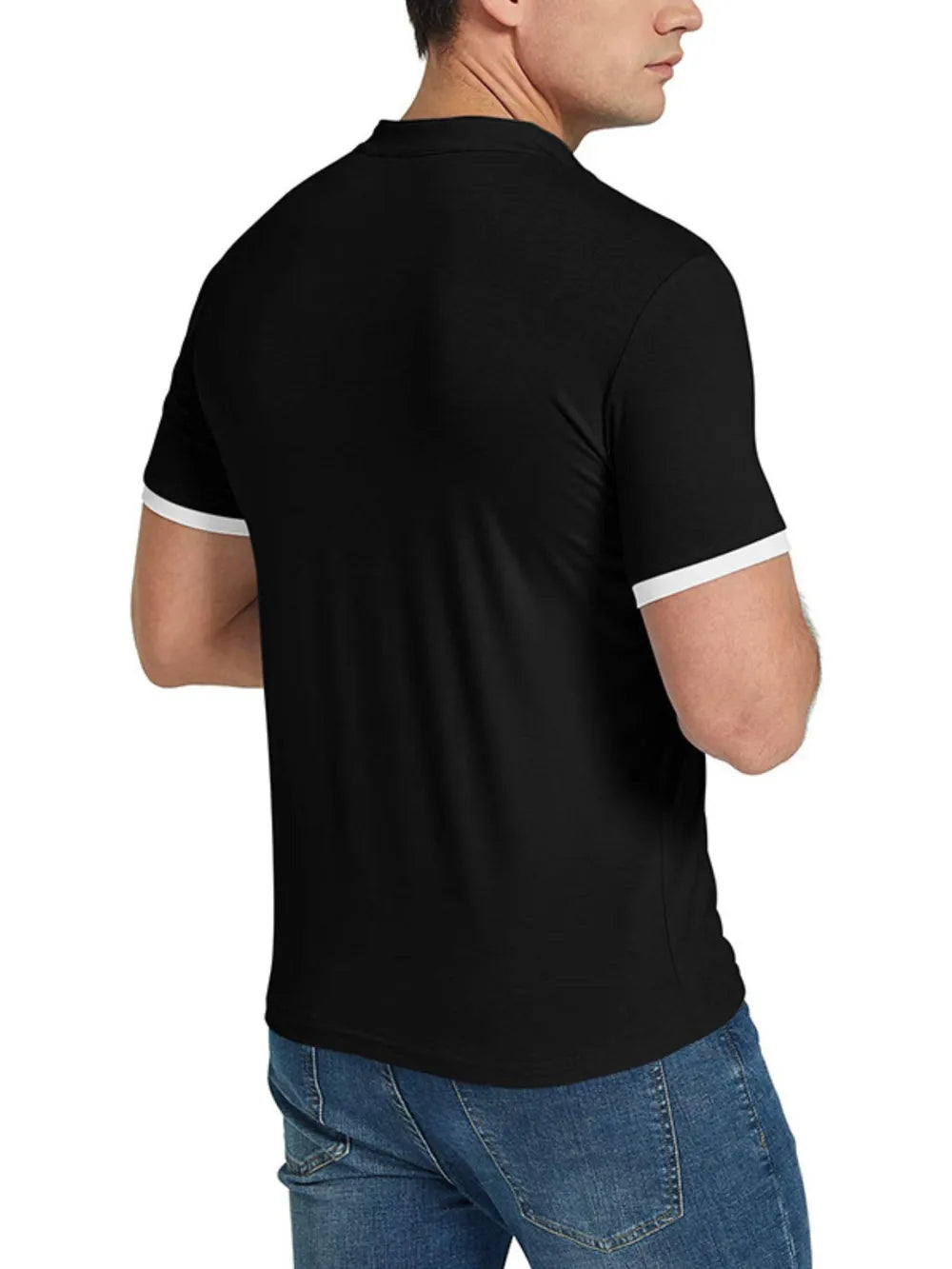 Classic Contrast Trim Henley Top