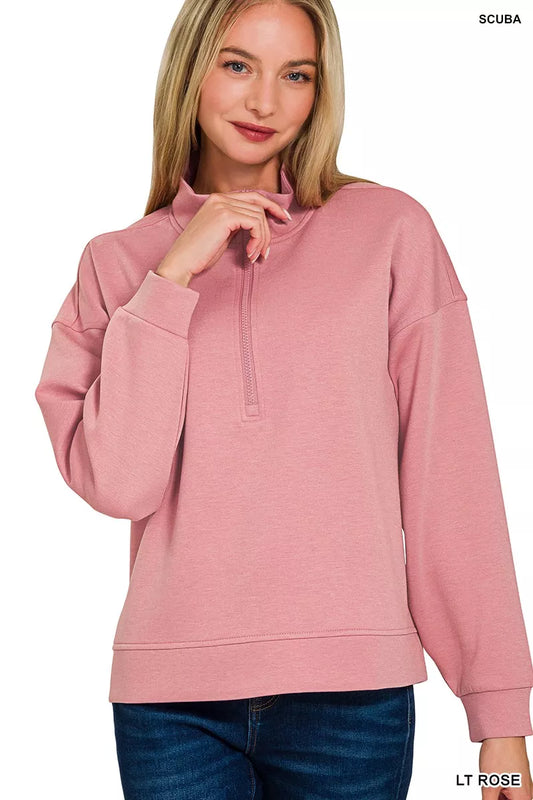 Zenana Scuba Half Zip Pullover