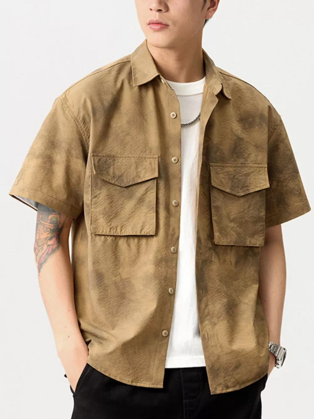 Men's Plus Size Button Up Short Sleeve Shirt