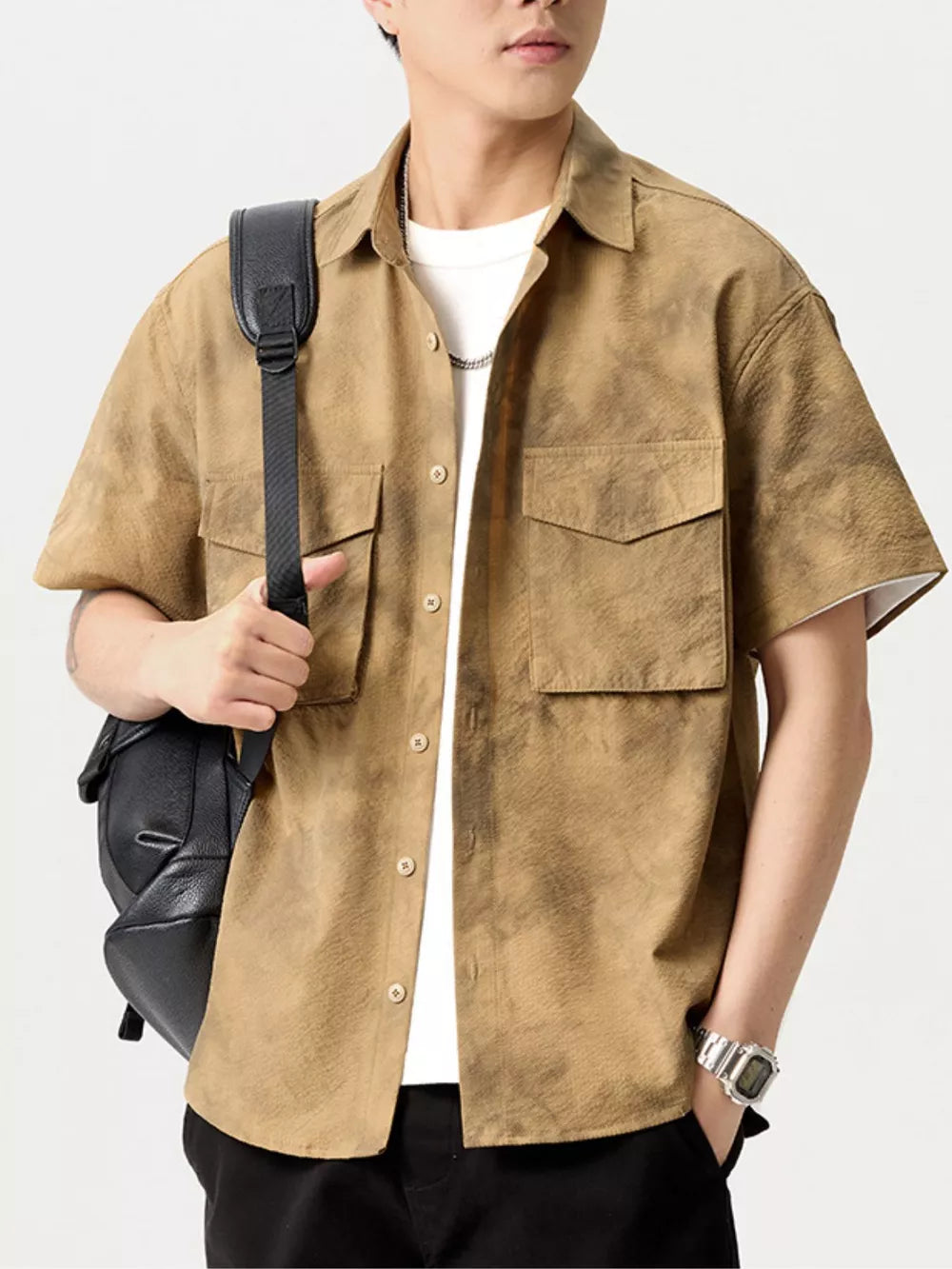 Men's Plus Size Button Up Short Sleeve Shirt