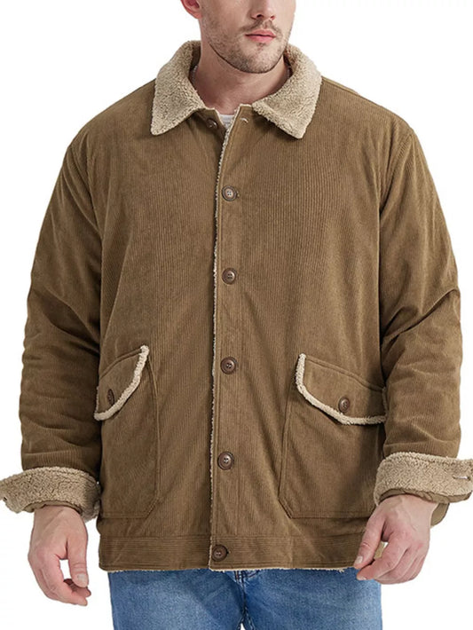 Men's Corduroy Sherpa Lined Button-Up Jacket