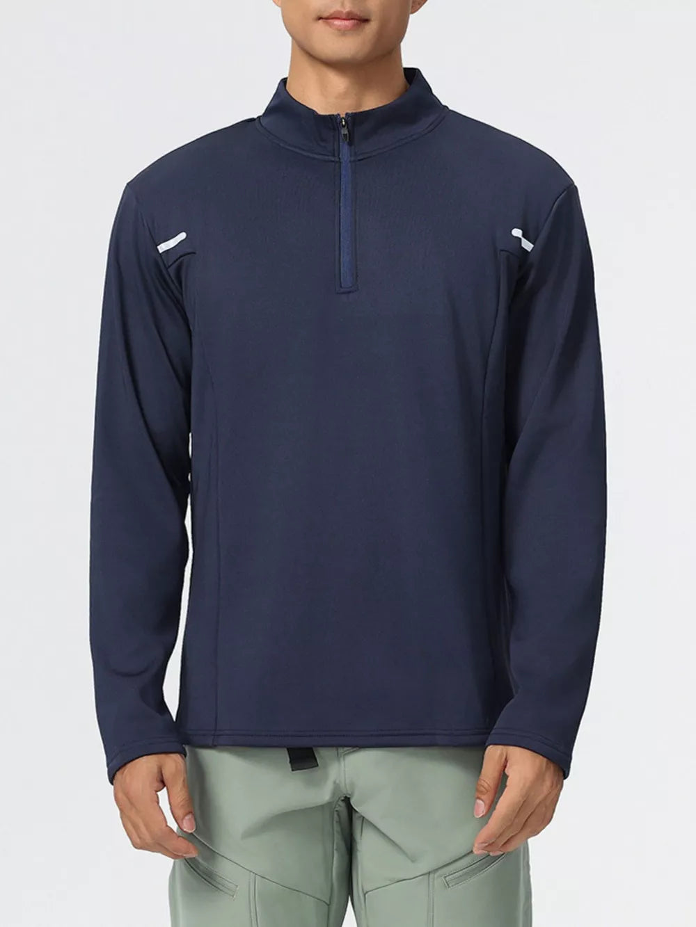 Plus Size Half-Zip Long Sleeve Top