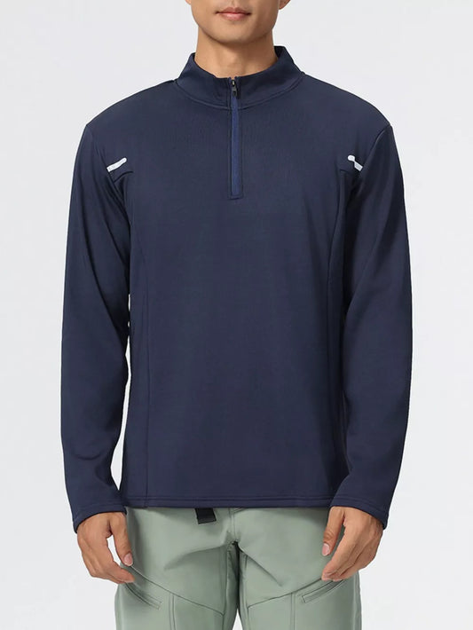 Plus Size Half-Zip Long Sleeve Top