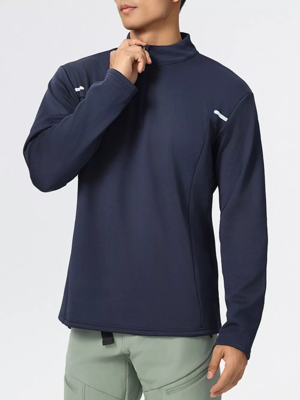 Plus Size Half-Zip Long Sleeve Top