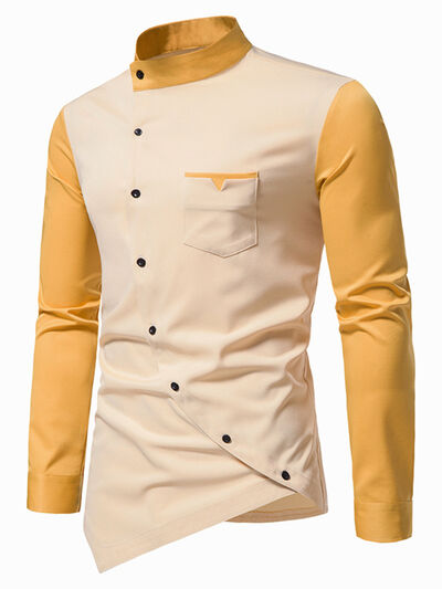 Asymmetrical Button-Down Long Sleeve Shirt