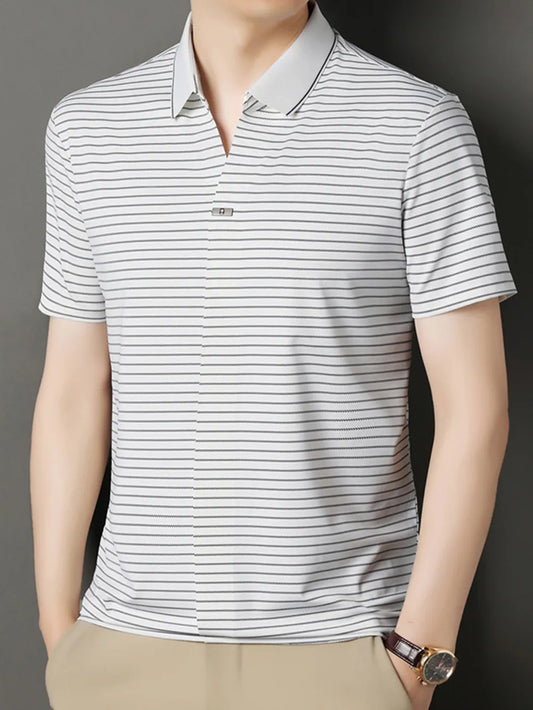 Men's Striped Short Sleeve Polo