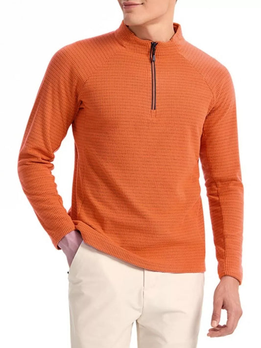 Textured Quarter-Zip Long Sleeve Top