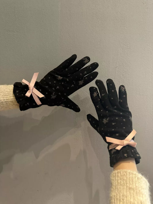 Bowknot Decor Gloves