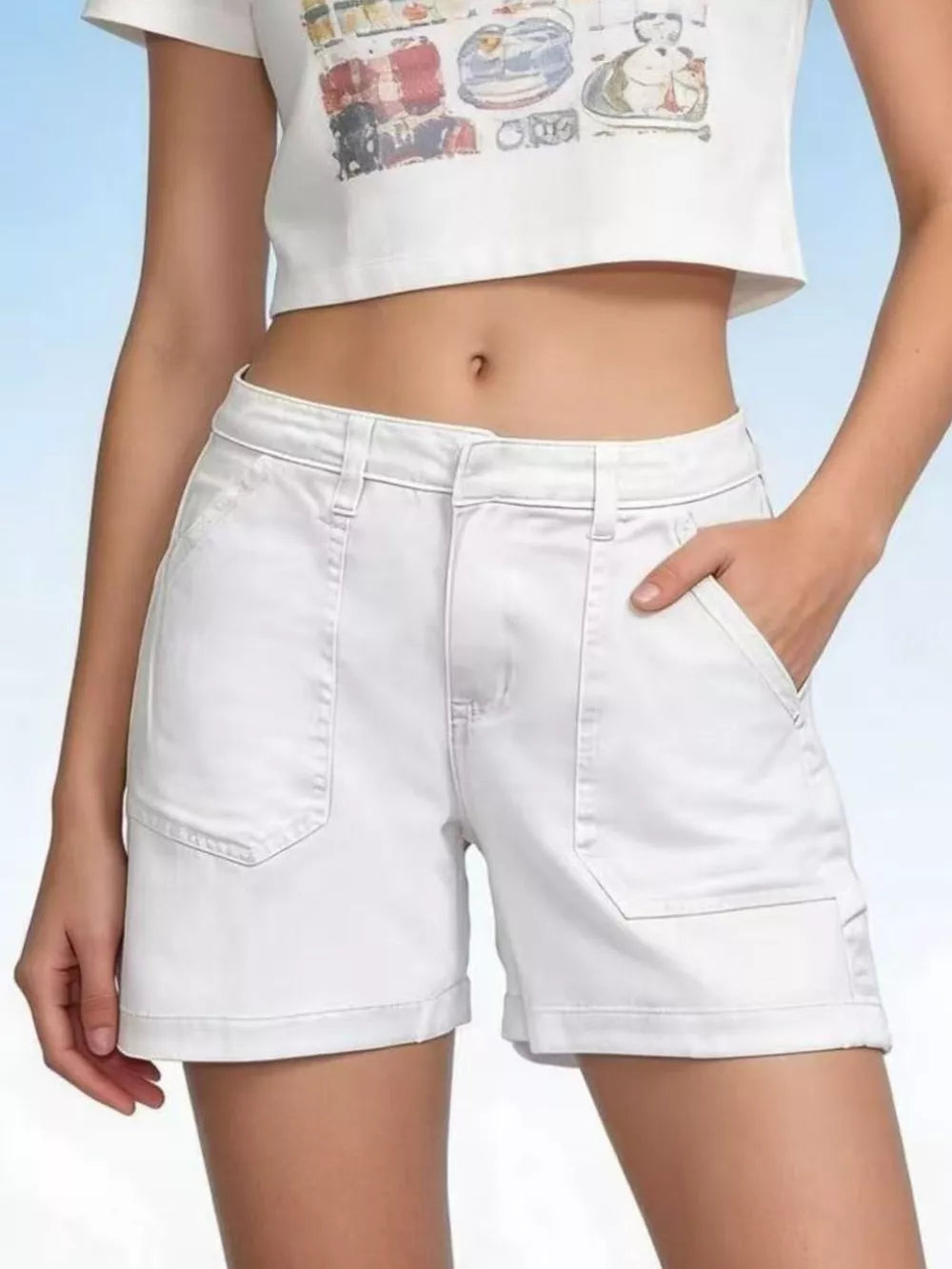 Pocketed Denim Shorts