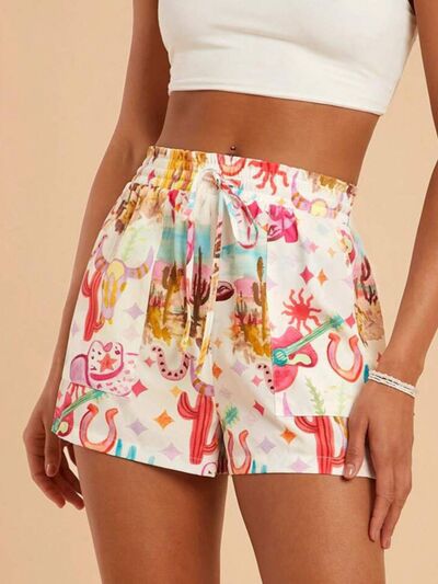 Drawstring Printed Shorts