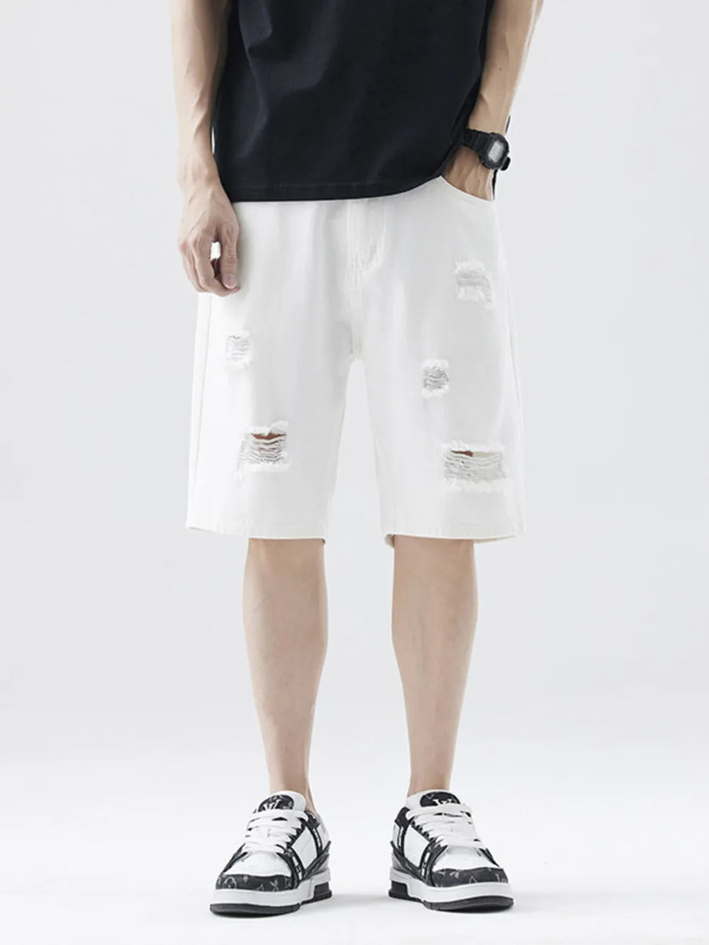 Distressed Denim Shorts