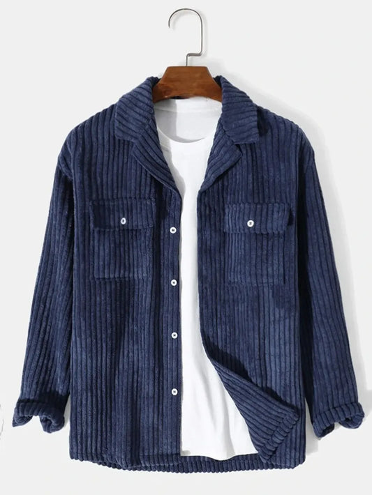Full Size Corduroy Button Up Long Sleeve Jacket Plus Size