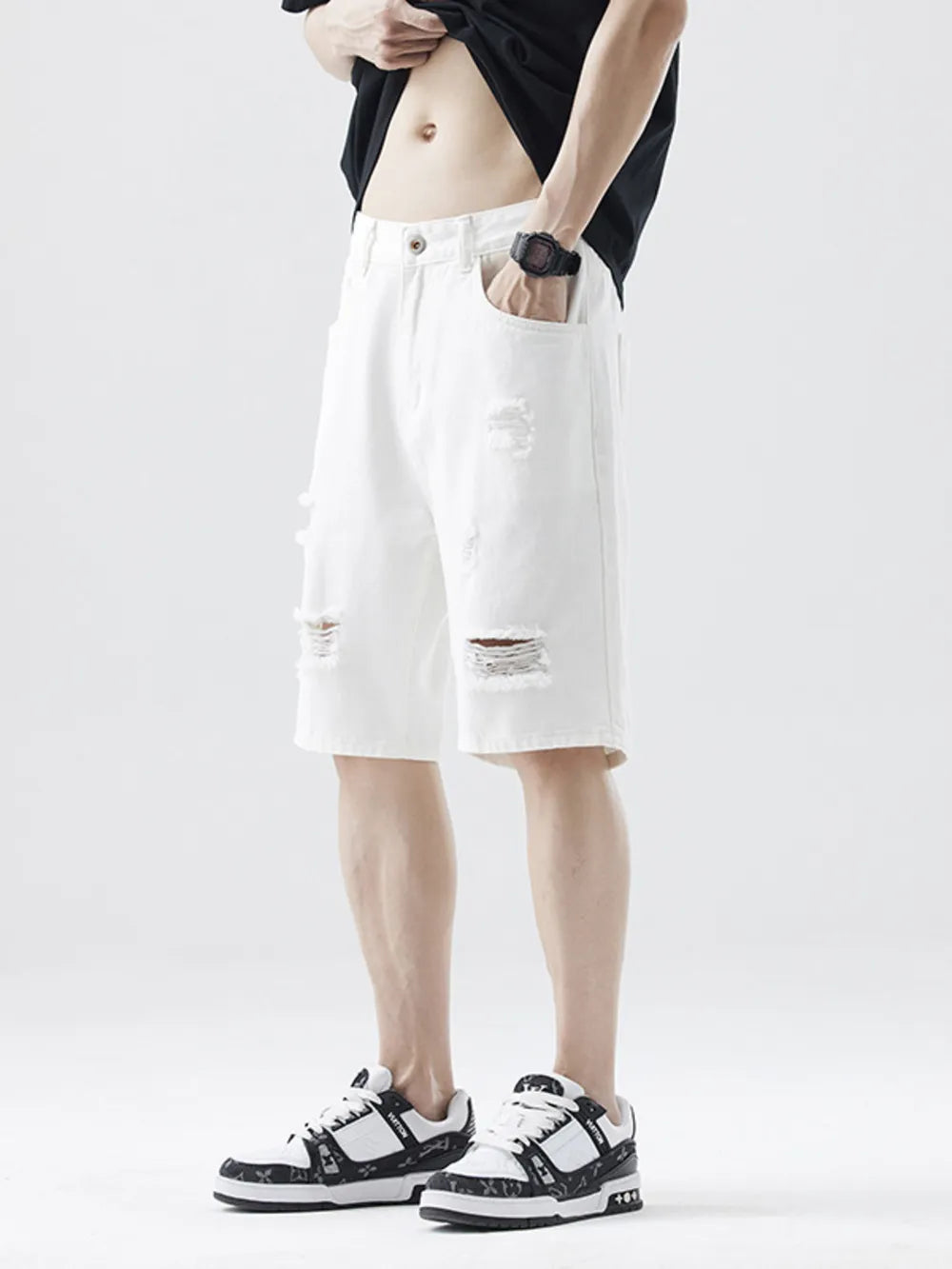 Distressed Denim Shorts