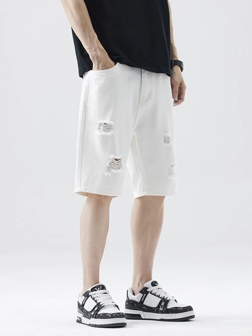 Distressed Denim Shorts