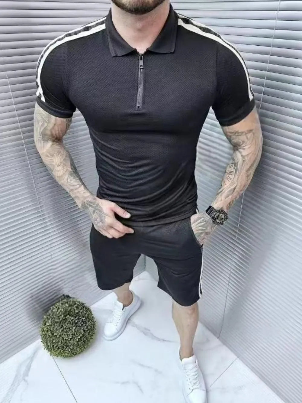 Collared Neck Short Sleeve Top