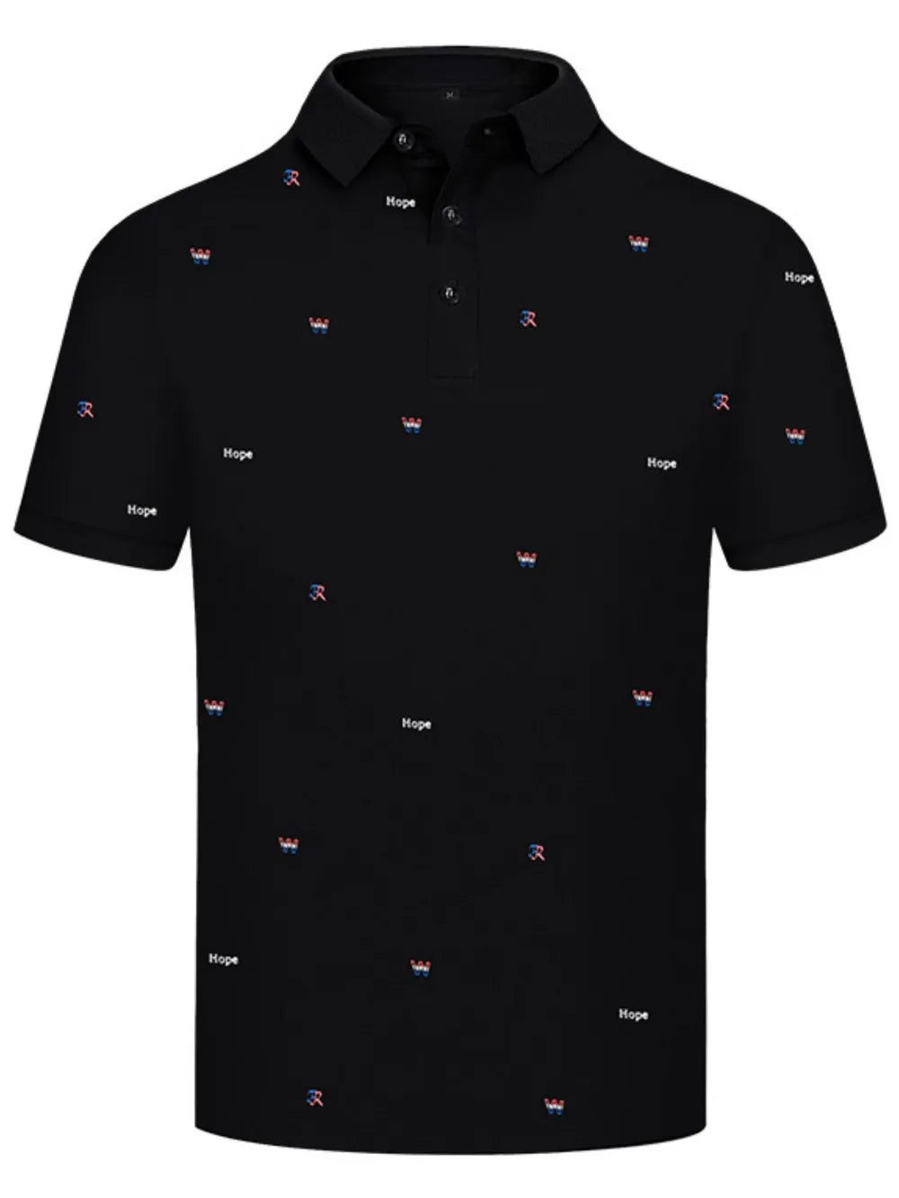 Letter Embroidered Collared Neck Polo